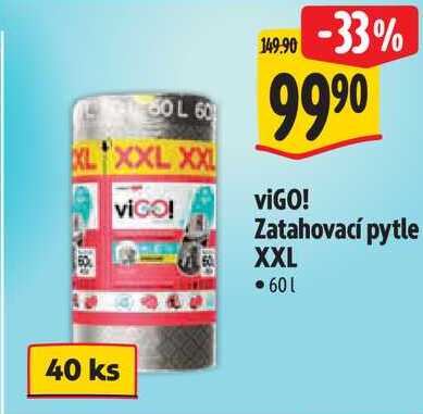 viGO! Zatahovací pytle XXL 60 l, 40 ks