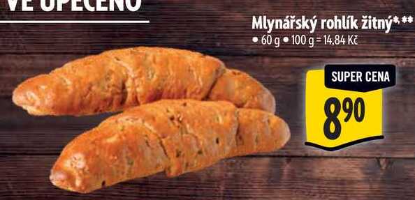 Mlynářský rohlík žitný, 60 g