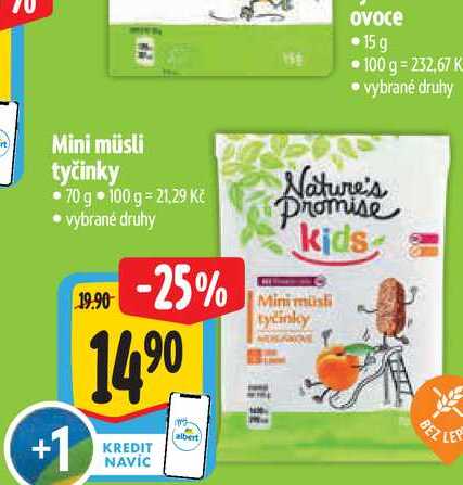  Mini müsli tyčinky  70 g 