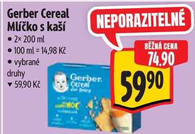Gerber Cereal Mlíčko s kaší, 2x 200 ml