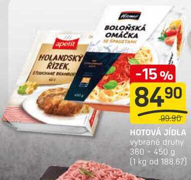 HOTOVÁ JÍDLA vybrané druhy 360-450 g 