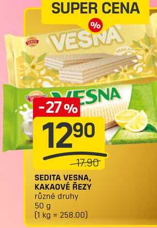 SEDITA VESNA, KAKAOVÉ ŘEZY různé druhy 50 g 