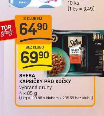 SHEBA KAPSIČKY PRO KOČKY vybrané druhy 4 x 85 g 