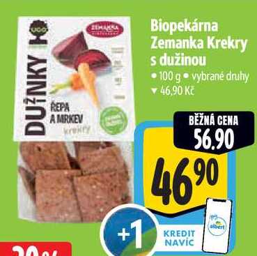 Biopekárna Zemanka Krekry s dužinou, 100 g 