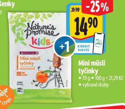 Mini müsli tyčinky, 70 g