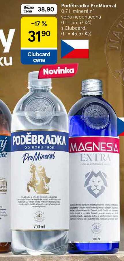 Poděbradka ProMineral, 0.7 l, minerální voda neochucená 