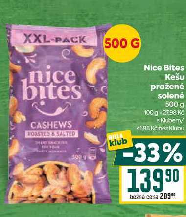 Nice Bites Kešu pražené solené 500 g