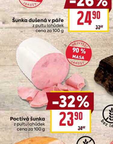 Poctivá šunka z pultu lahůdek cena za 100 g 