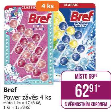 Bref Power Aktiv WC blok 4x50ml, vybrané druhy