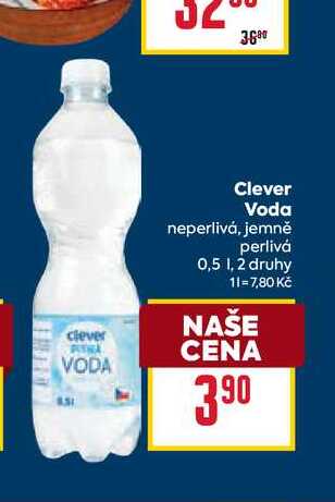 Clever Voda neperlivá, jemně perlivá 0,5l