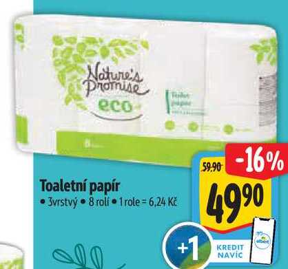 Toaletní papír, 8 rolí 