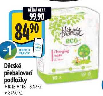 Dětské přebalovací podložky, 10 ks 