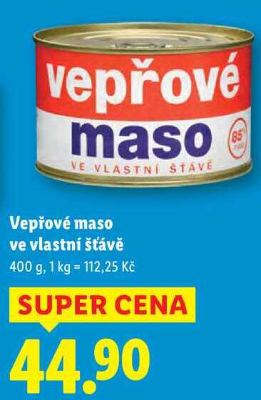 Vepřové maso ve vlastní šťávě, 400 g