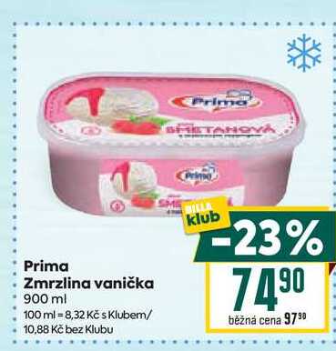 Prima Zmrzlina vanička 900 ml