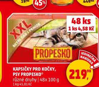 KAPSIČKY PRO KOČKY, PSY PROPESKO, 48x 100 g 