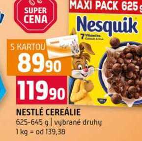 NESTLÉ CEREÁLIE 625-645 g vybrané druhy