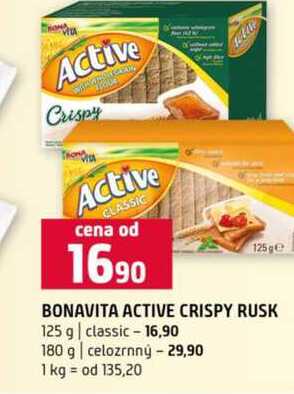 BONAVITA ACTIVE CRISPY RUSK 125 g classic 180 g celozrnný
