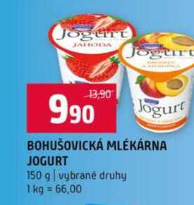 BOHUŠOVICKÁ MLÉKÁRNA JOGURT 150 g vybrané druhy