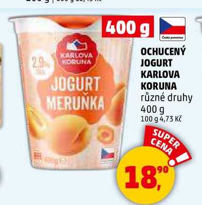 OCHUCENÝ JOGURT KARLOVA KORUNA, 400 g 