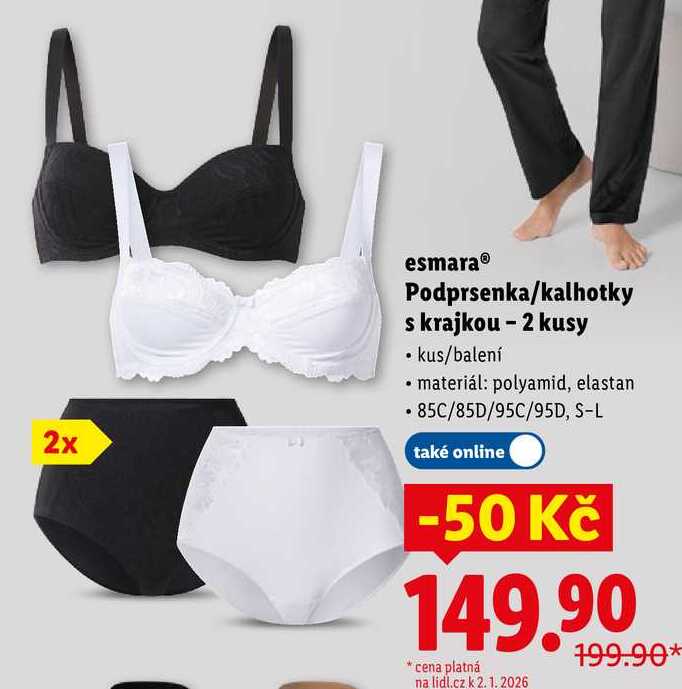 esmara Podprsenka/kalhotky s krajkou - 2 kusy 