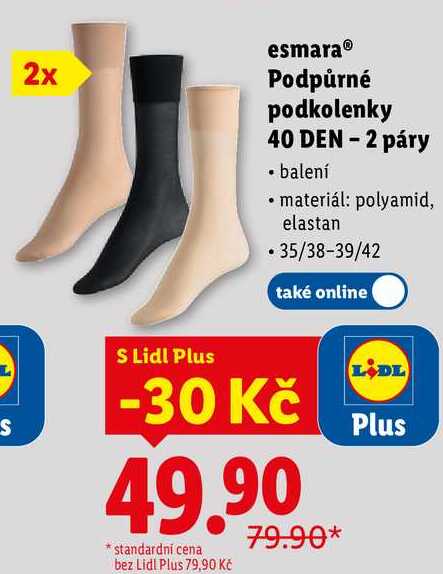 esmara Podpůrné podkolenky 40 DEN - 2 páry 