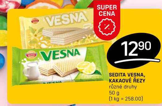 SEDITA VESNA, KAKAOVÉ ŘEZY různé druhy 50 g 