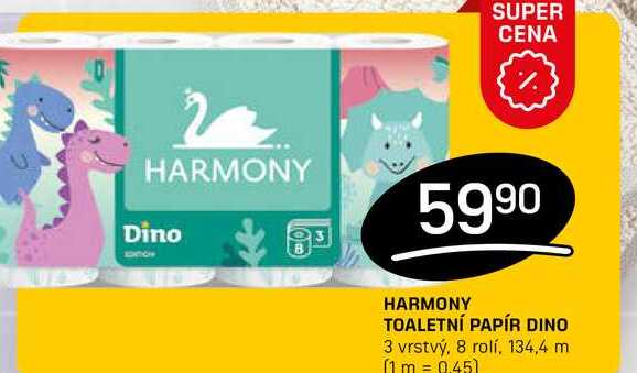HARMONY TOALETNÍ PAPÍR DINO 3 vrstvý, 8 rolí