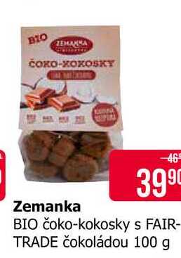 Zemanka BIO čoko-kokosky s FAIR- TRADE čokoládou 100 g 