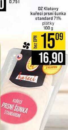 DZ Klatovy kuřecí prsni šunka standard 71% 100 g
