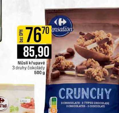 Müsli křupavé 3 druhy čokolády 500 g 