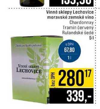 Vinné sklepy Lechovice moravské zemské víno Chardonnay Tramín červený Rulandské šedé 5l