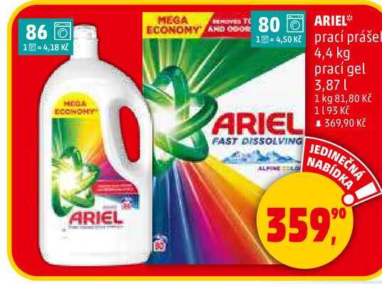 ARIEL prací práše, 4,4 kg 
