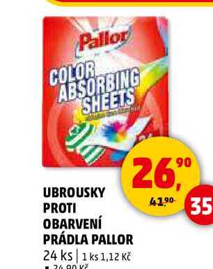 UBROUSKY PROTI OBARVENÍ PRÁDLA PALLOR, 24 ks