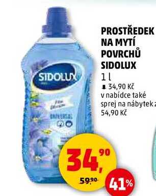 PROSTŘEDEK NA MYTÍ POVRCHŮ SIDOLUX, 1 l
