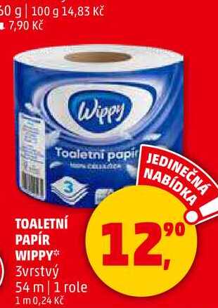 TOALETNÍ PAPÍR WIPPY, 1 role 