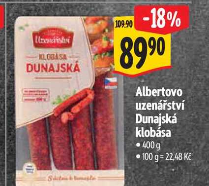   Albertovo uzenářství Dunajská klobása 400 g 