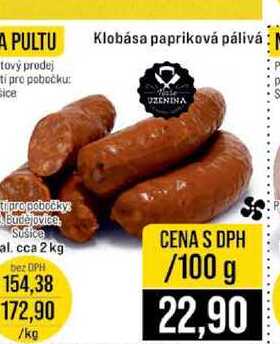 Klobása papriková pálivá 100g