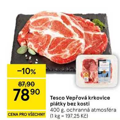 Tesco Vepřová krkovice plátky bez kosti, 400 g 