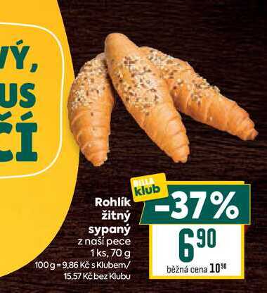 Rohlík žitný sypaný z naší pece 1 ks, 70 g