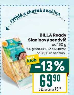 BILLA Ready Slaninový sendvič od 160 g 