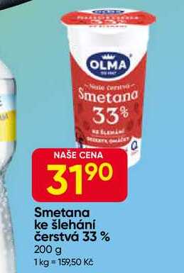 OLMA Smetana ke šlehání čerstvá 33 % 200 g 