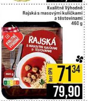 Kvalitně Výhodně Rajská s masovými kuličkami a těstovinami 460 g 