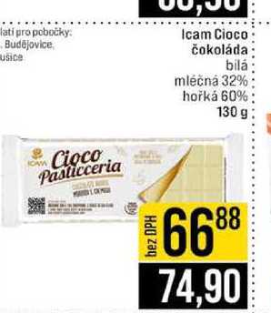 Icam Cioco čokoláda bilá mléčná 32% hořká 60% 130 g