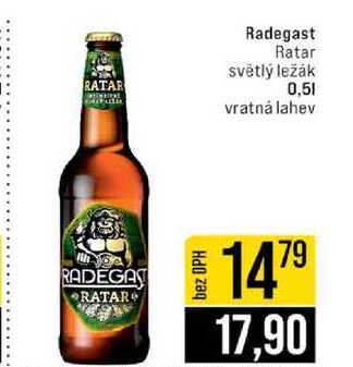 Radegast Ratar světlý ležák 0,5l
