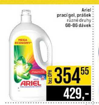 Ariel prací gel, prášek různé druhy 68-86 dávek