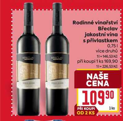 Rodinné vinařství Břeclav jakostní vína s přívlastkem 0,75l