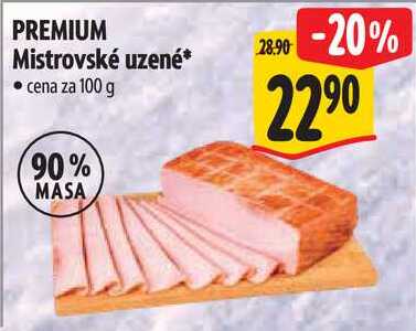 PREMIUM Mistrovské uzené, cena za 100 g 