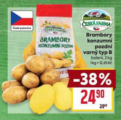 Brambory konzumní pozdní varný typ B baleni, 2 kg 