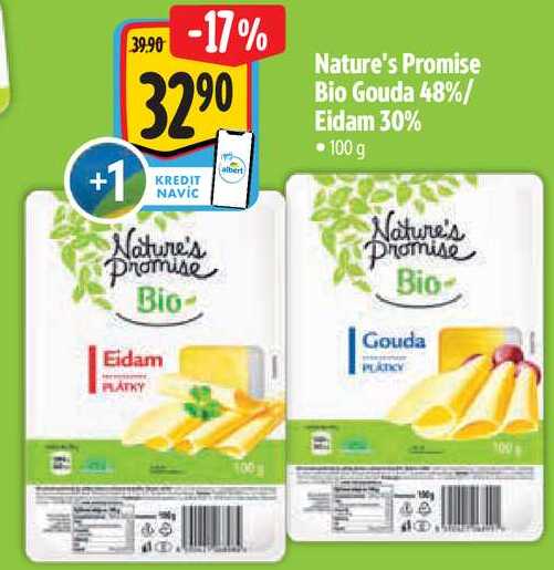 Nature's Promise Bio Gouda 48%/Eidam 30%, 100 g