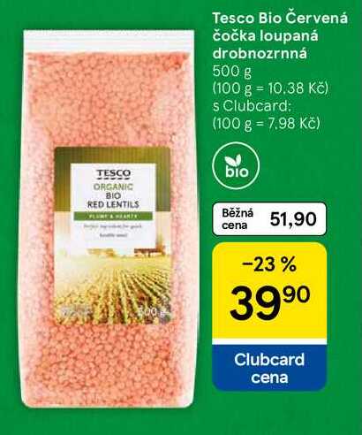Tesco Bio Červená čočka loupaná drobnozrnná, 500 g